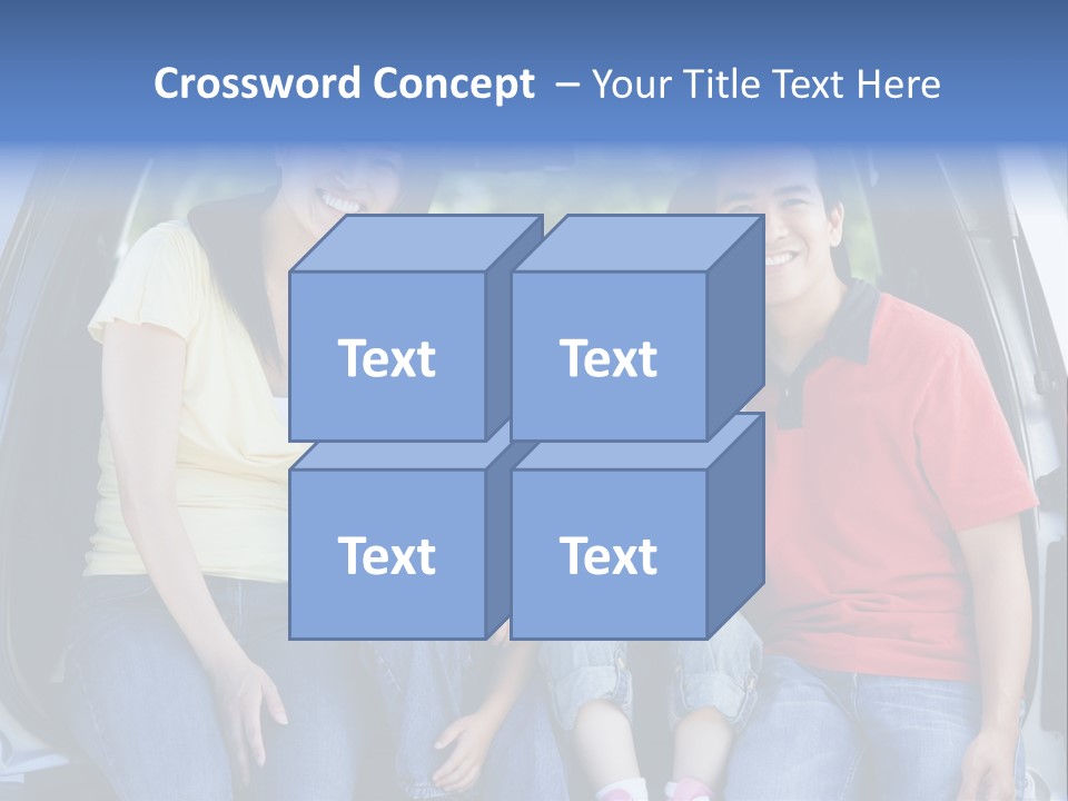 A Family Sitting In The Back Of A Car PowerPoint Template