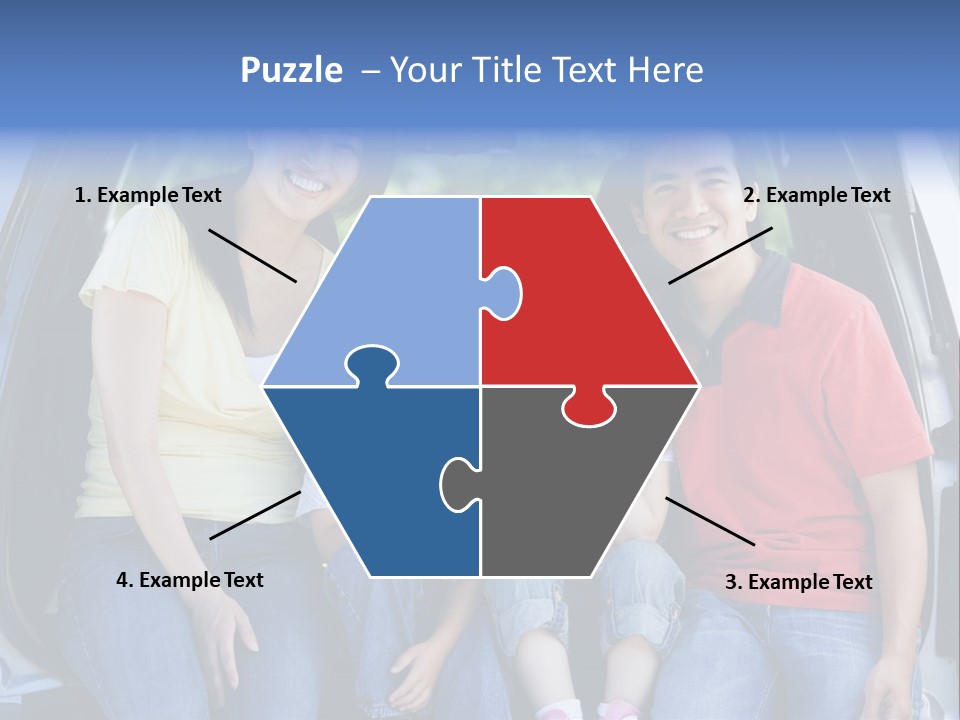 A Family Sitting In The Back Of A Car PowerPoint Template