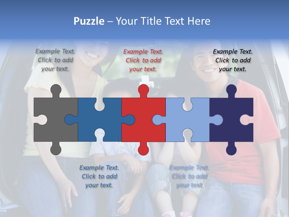 A Family Sitting In The Back Of A Car PowerPoint Template