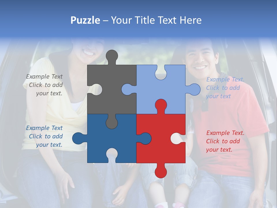 A Family Sitting In The Back Of A Car PowerPoint Template