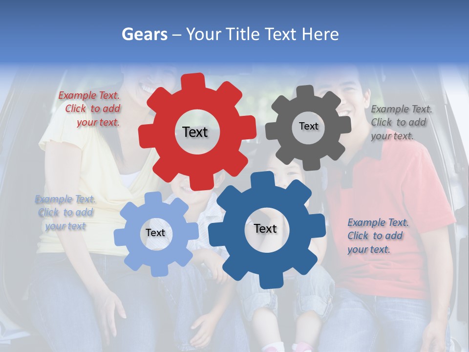 A Family Sitting In The Back Of A Car PowerPoint Template