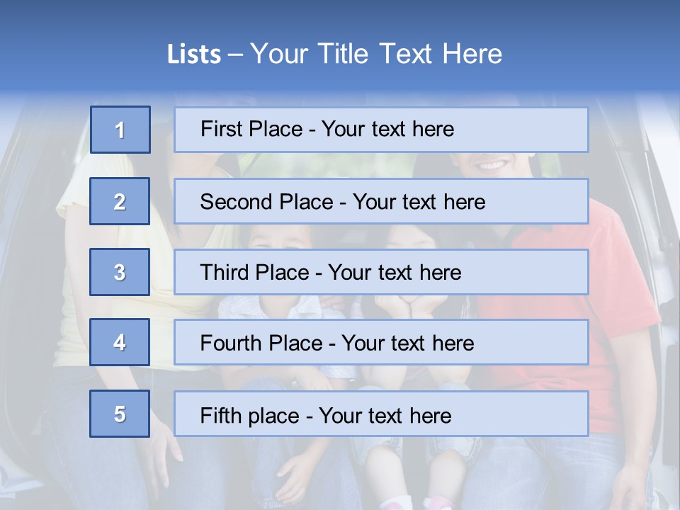 A Family Sitting In The Back Of A Car PowerPoint Template