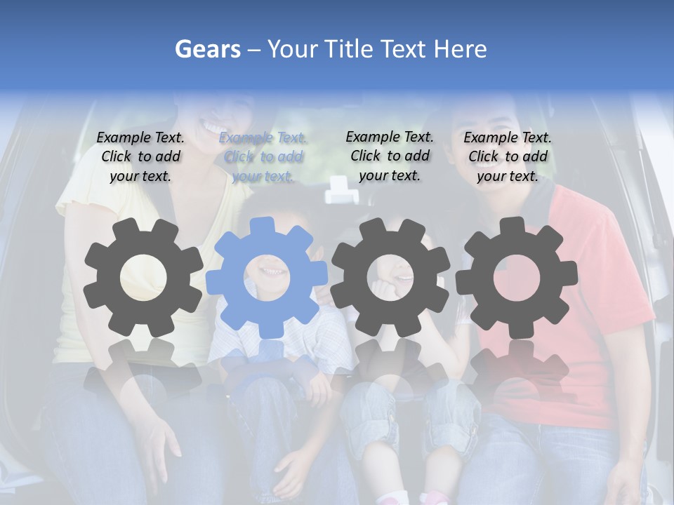 A Family Sitting In The Back Of A Car PowerPoint Template