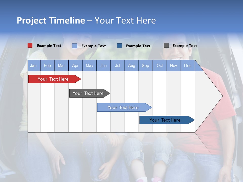 A Family Sitting In The Back Of A Car PowerPoint Template