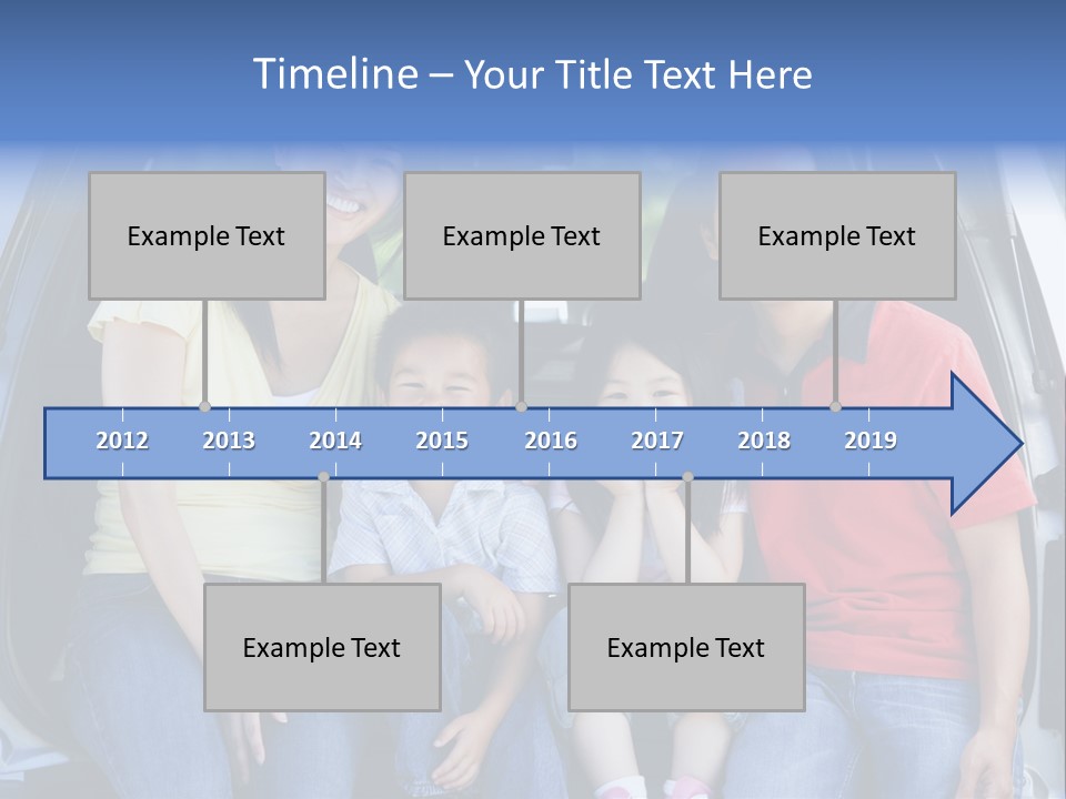 A Family Sitting In The Back Of A Car PowerPoint Template