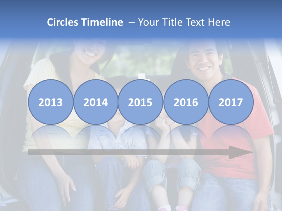 A Family Sitting In The Back Of A Car PowerPoint Template