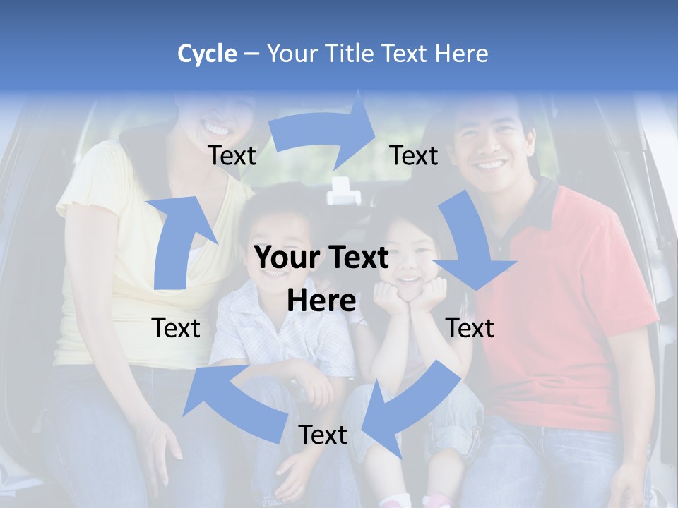 A Family Sitting In The Back Of A Car PowerPoint Template