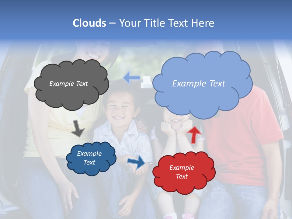 A Family Sitting In The Back Of A Car PowerPoint Template