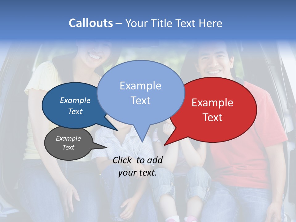 A Family Sitting In The Back Of A Car PowerPoint Template