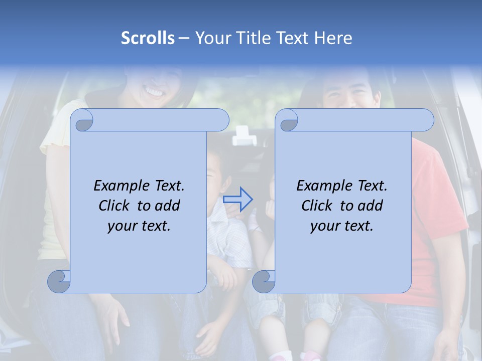 A Family Sitting In The Back Of A Car PowerPoint Template