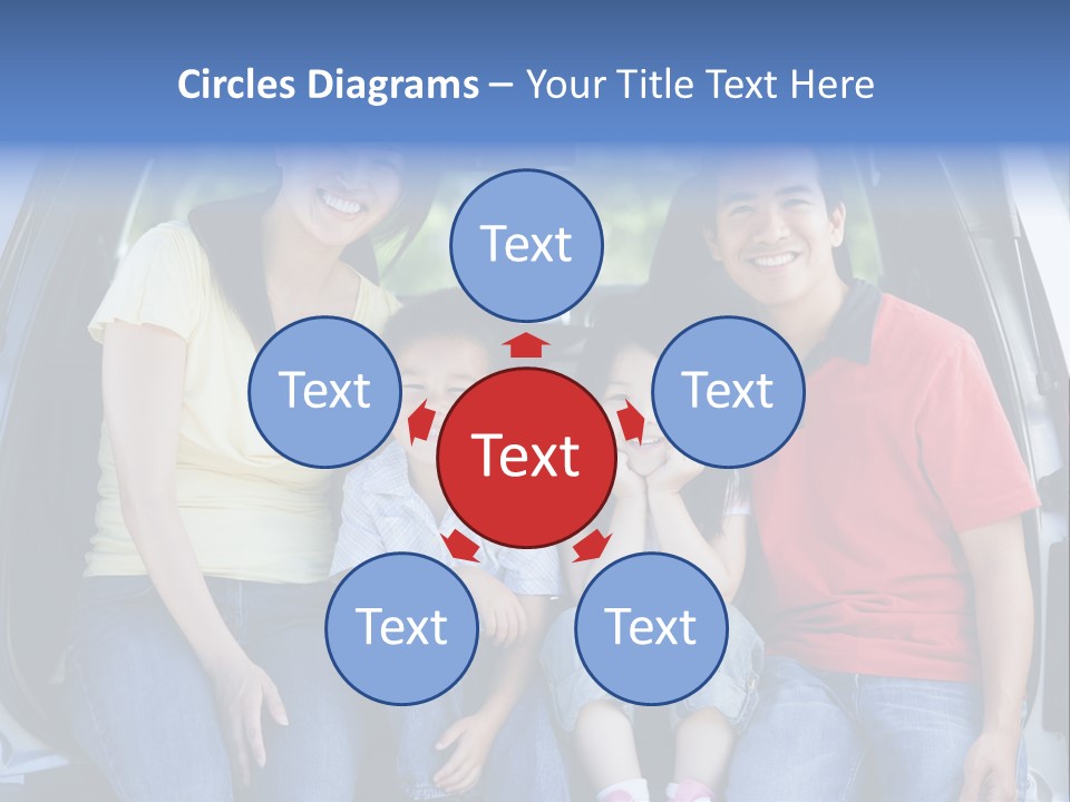 A Family Sitting In The Back Of A Car PowerPoint Template