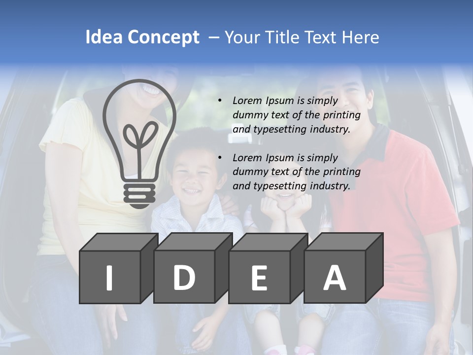 A Family Sitting In The Back Of A Car PowerPoint Template