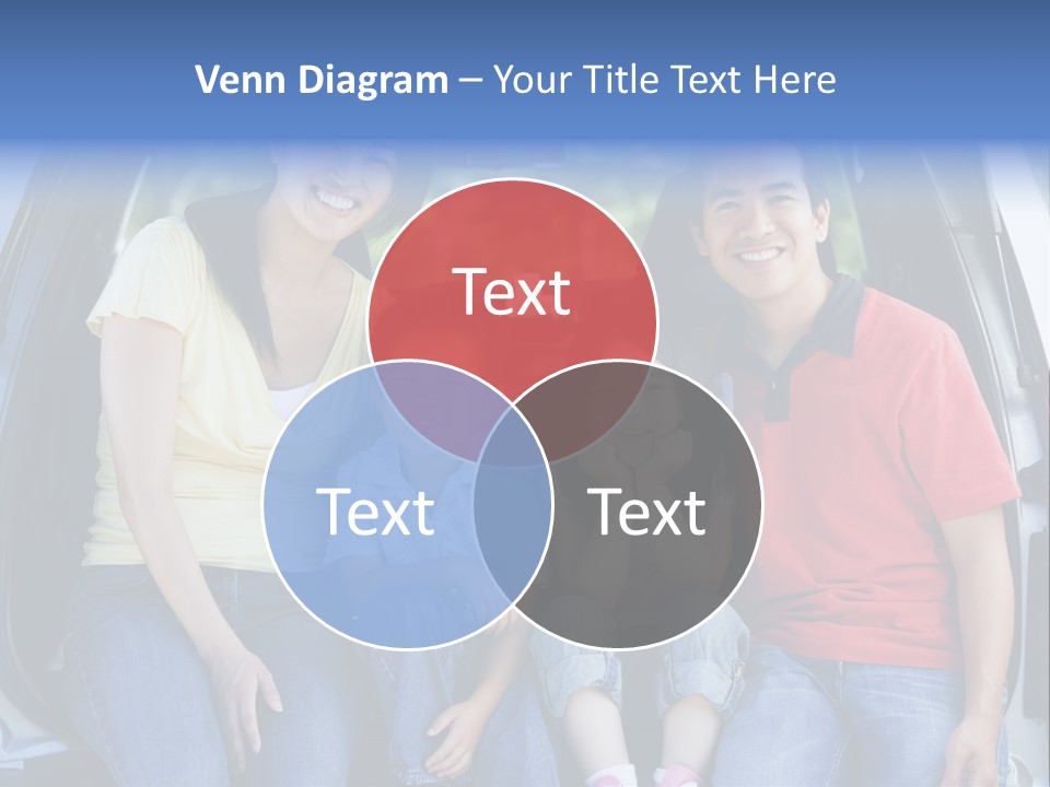 A Family Sitting In The Back Of A Car PowerPoint Template
