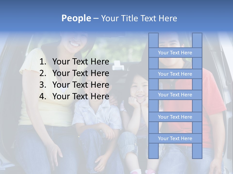 A Family Sitting In The Back Of A Car PowerPoint Template