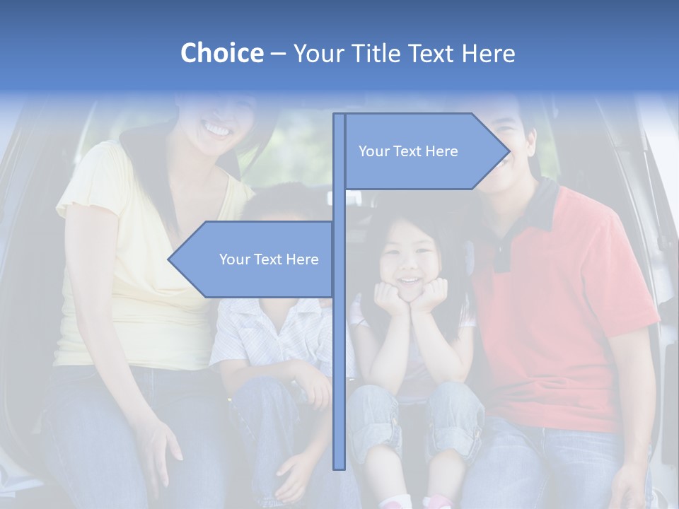 A Family Sitting In The Back Of A Car PowerPoint Template