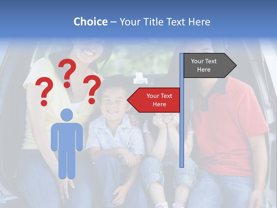 A Family Sitting In The Back Of A Car PowerPoint Template