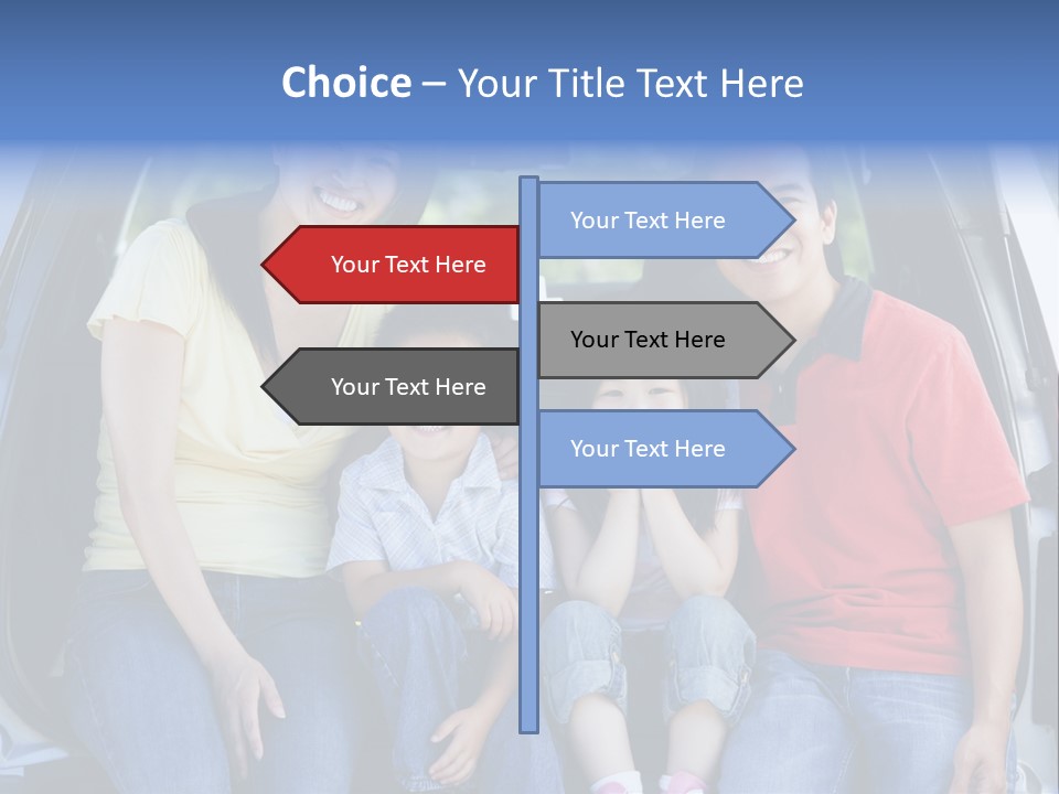 A Family Sitting In The Back Of A Car PowerPoint Template