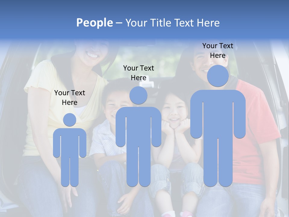 A Family Sitting In The Back Of A Car PowerPoint Template