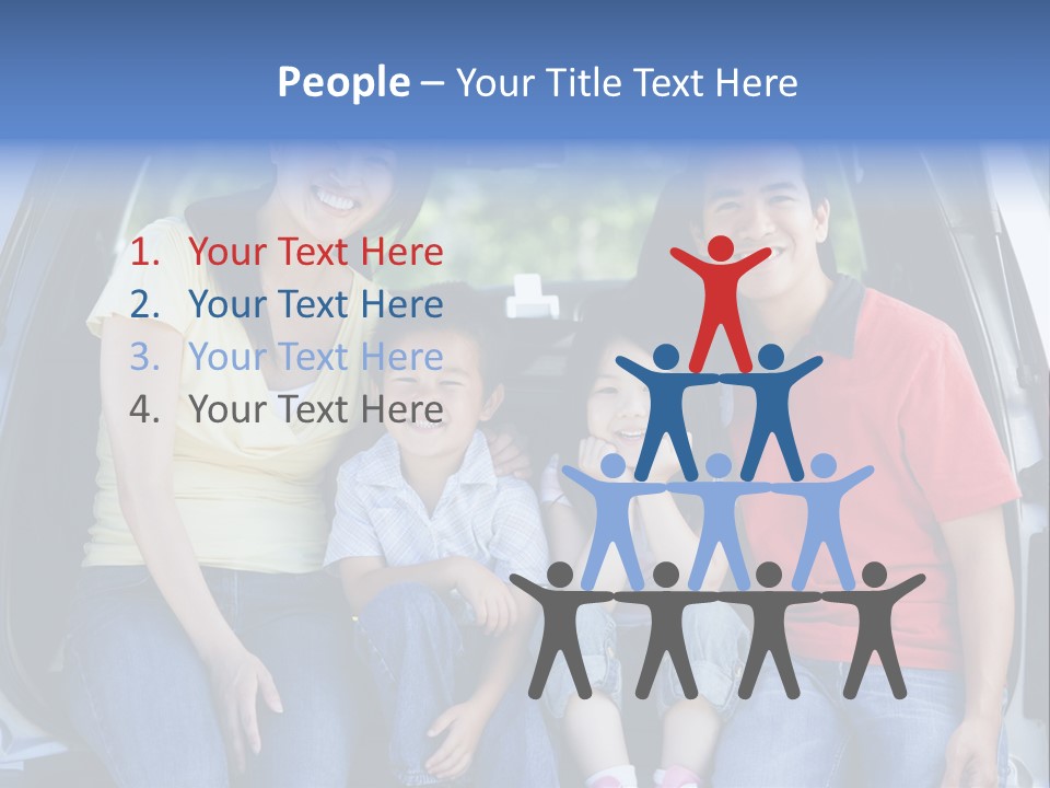 A Family Sitting In The Back Of A Car PowerPoint Template