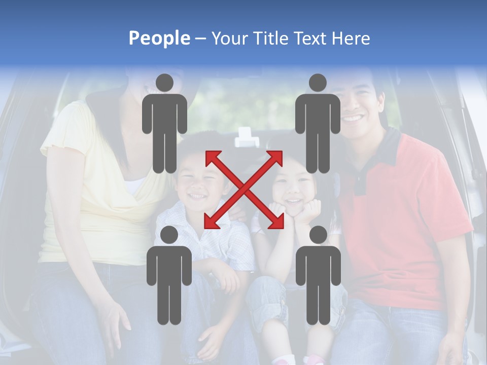 A Family Sitting In The Back Of A Car PowerPoint Template