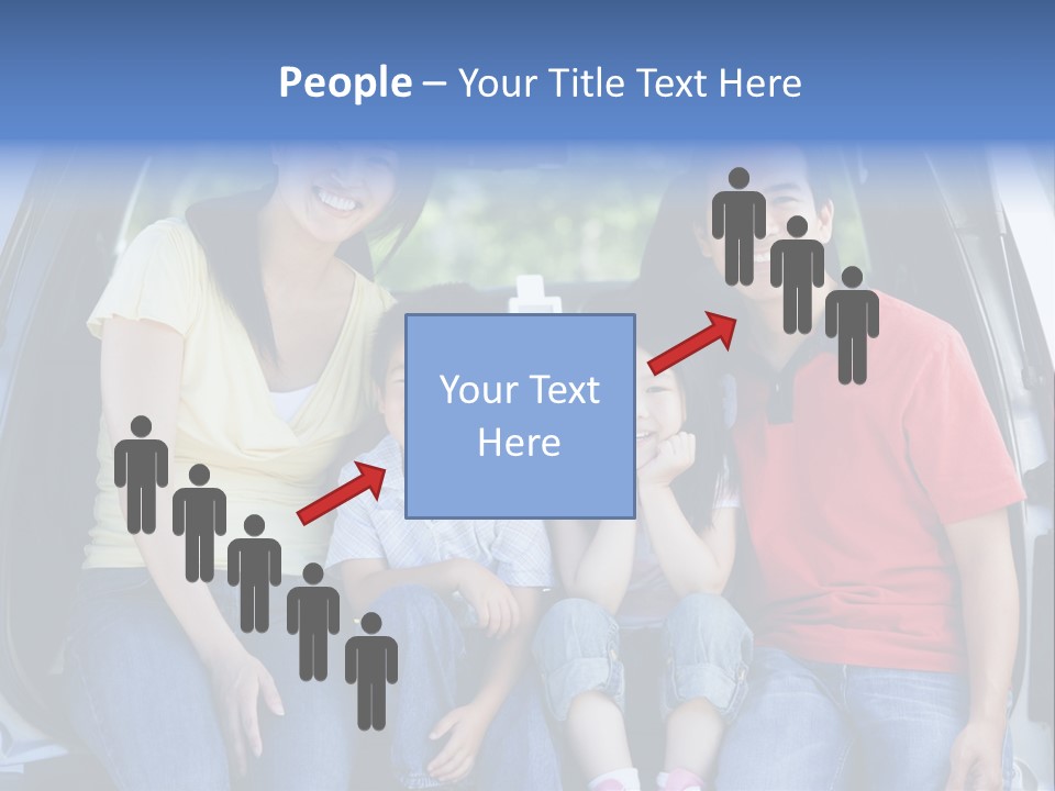 A Family Sitting In The Back Of A Car PowerPoint Template