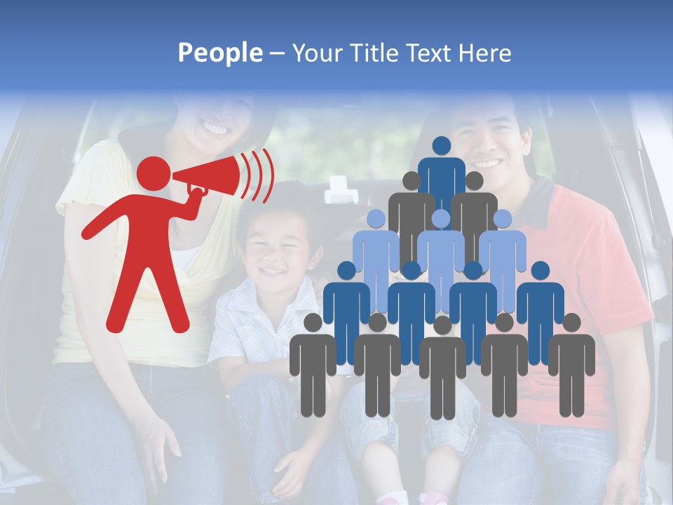 A Family Sitting In The Back Of A Car PowerPoint Template