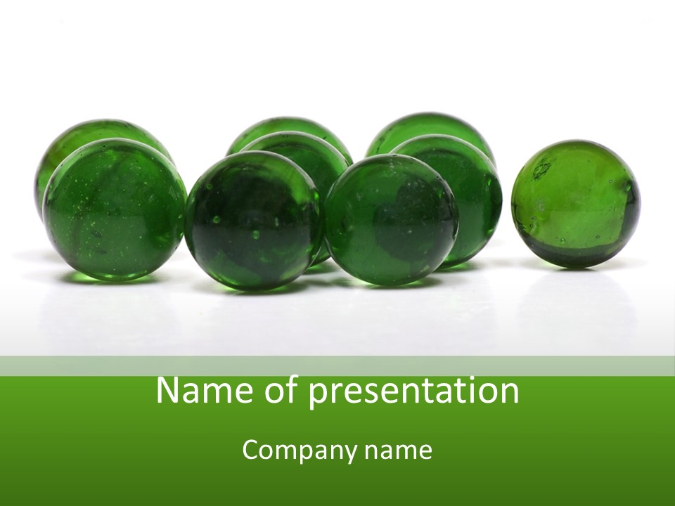 Recycled Glass Marbles On White Background PowerPoint Template