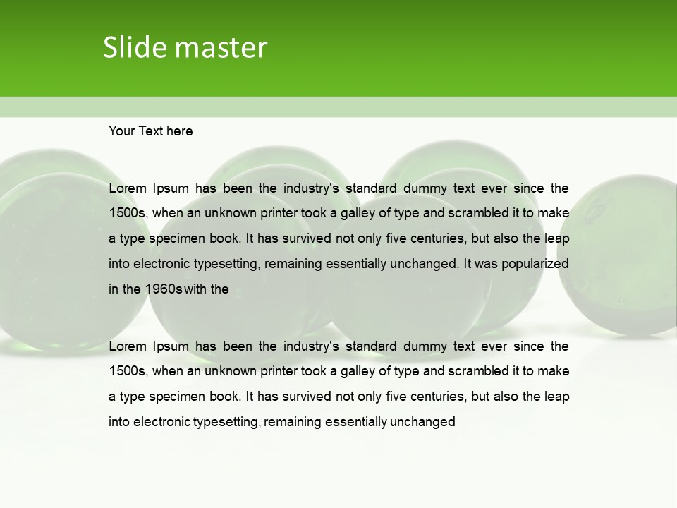 Recycled Glass Marbles On White Background PowerPoint Template