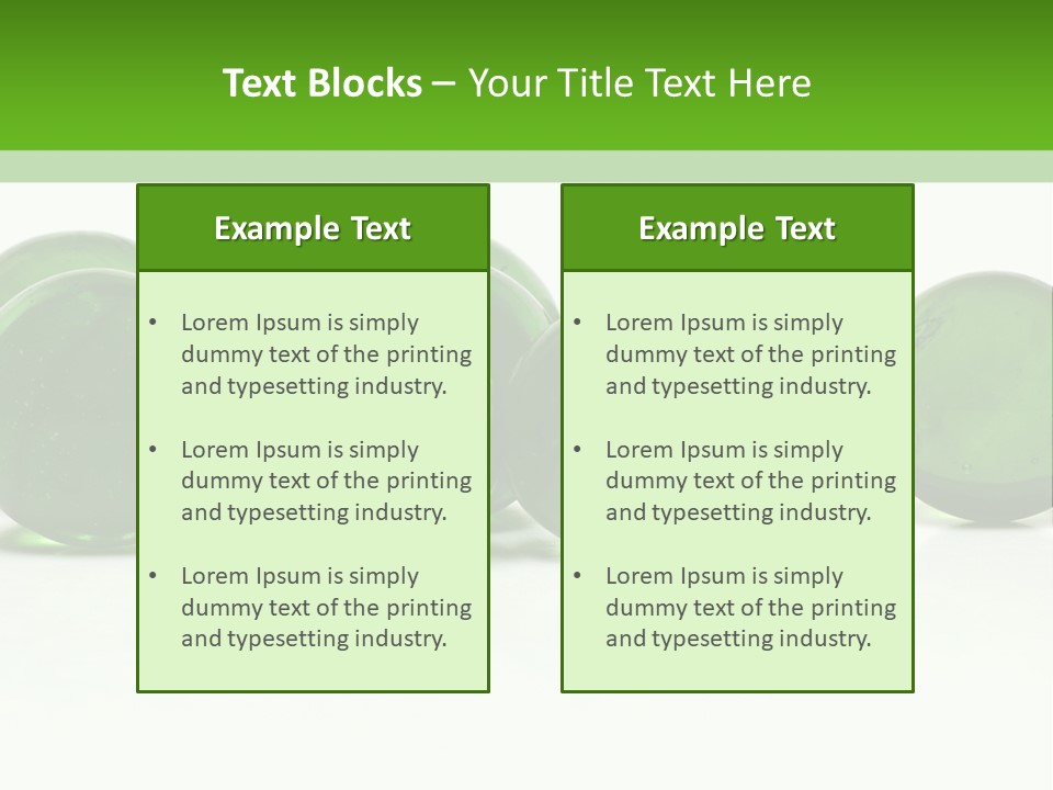 Recycled Glass Marbles On White Background PowerPoint Template