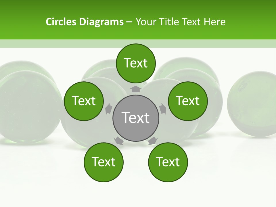 Recycled Glass Marbles On White Background PowerPoint Template