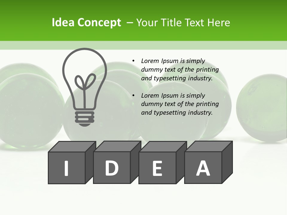 Recycled Glass Marbles On White Background PowerPoint Template