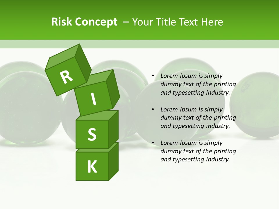 Recycled Glass Marbles On White Background PowerPoint Template