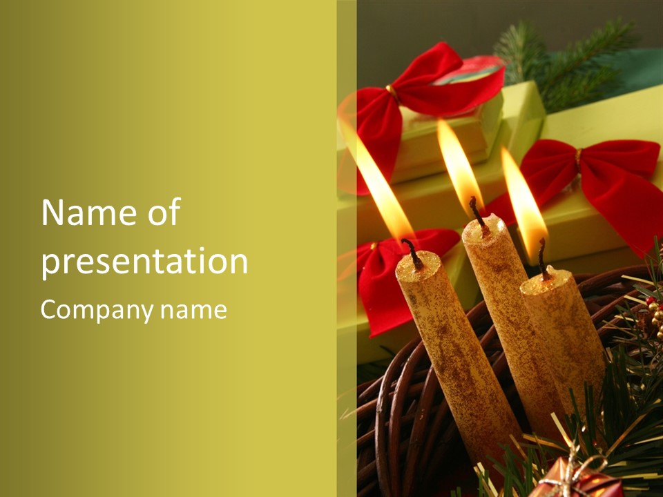 Still Life With Candle And Gifts PowerPoint Template