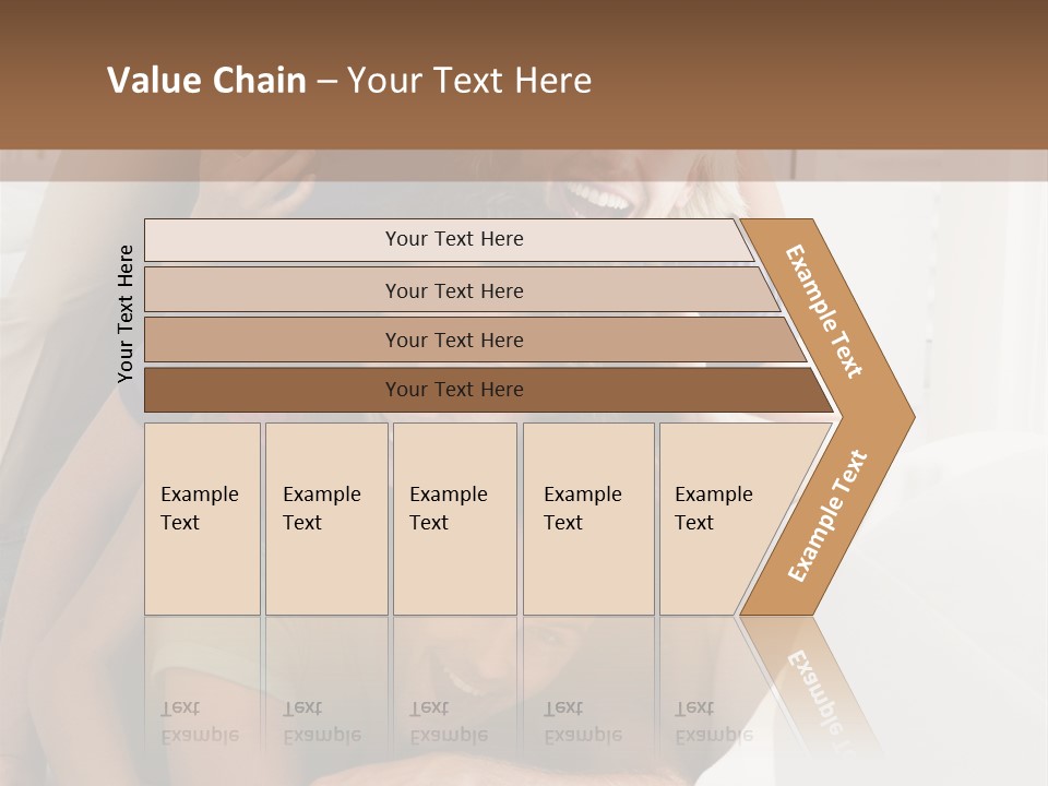 Five People In Living Room Piled Up Smiling PowerPoint Template