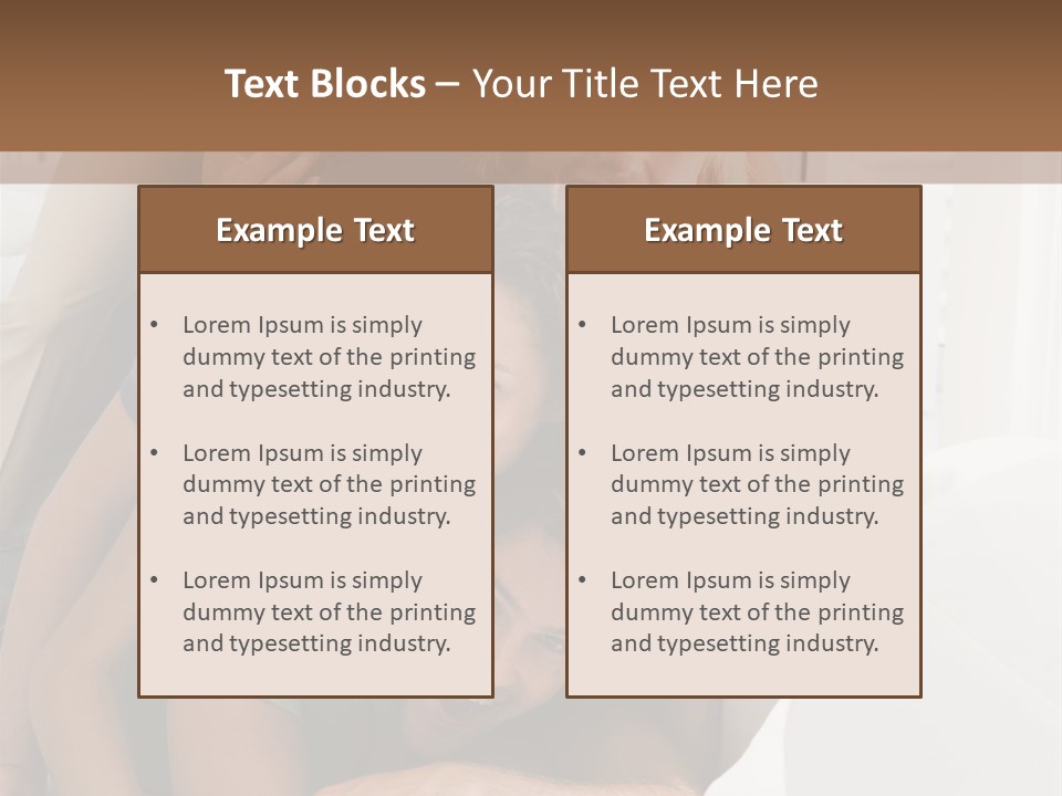 Five People In Living Room Piled Up Smiling PowerPoint Template