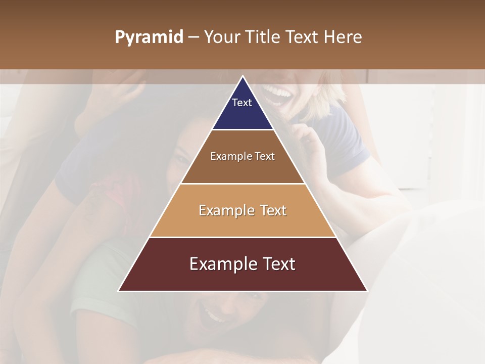 Five People In Living Room Piled Up Smiling PowerPoint Template