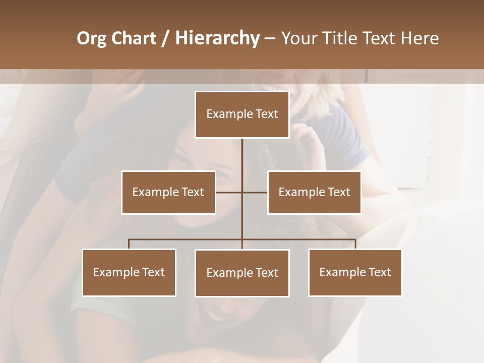 Five People In Living Room Piled Up Smiling PowerPoint Template