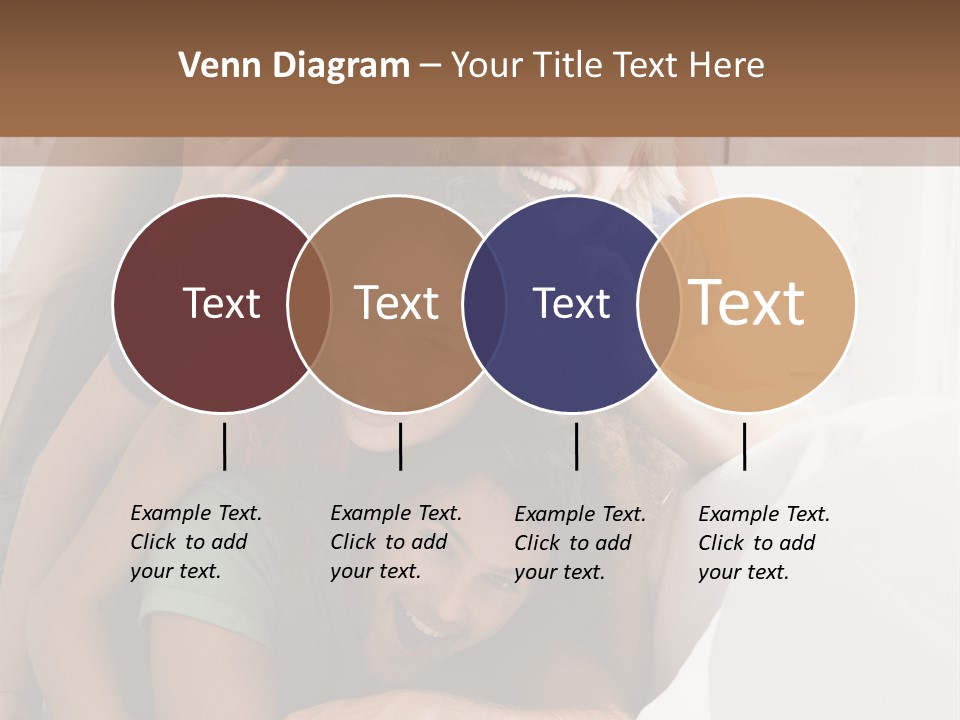 Five People In Living Room Piled Up Smiling PowerPoint Template