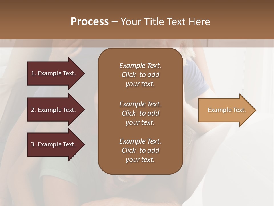 Five People In Living Room Piled Up Smiling PowerPoint Template
