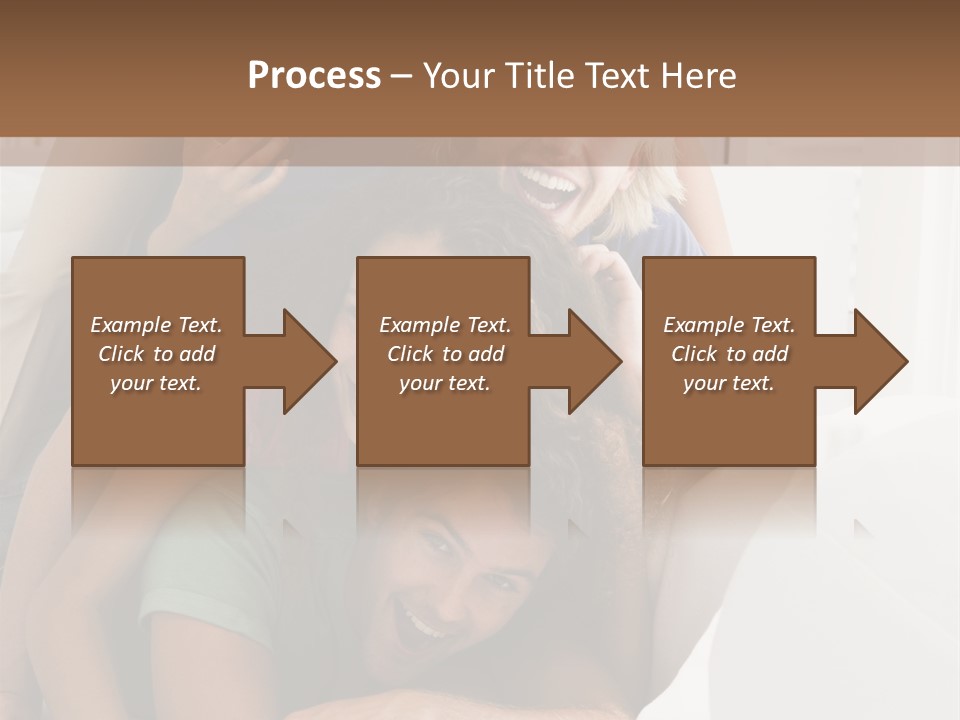 Five People In Living Room Piled Up Smiling PowerPoint Template