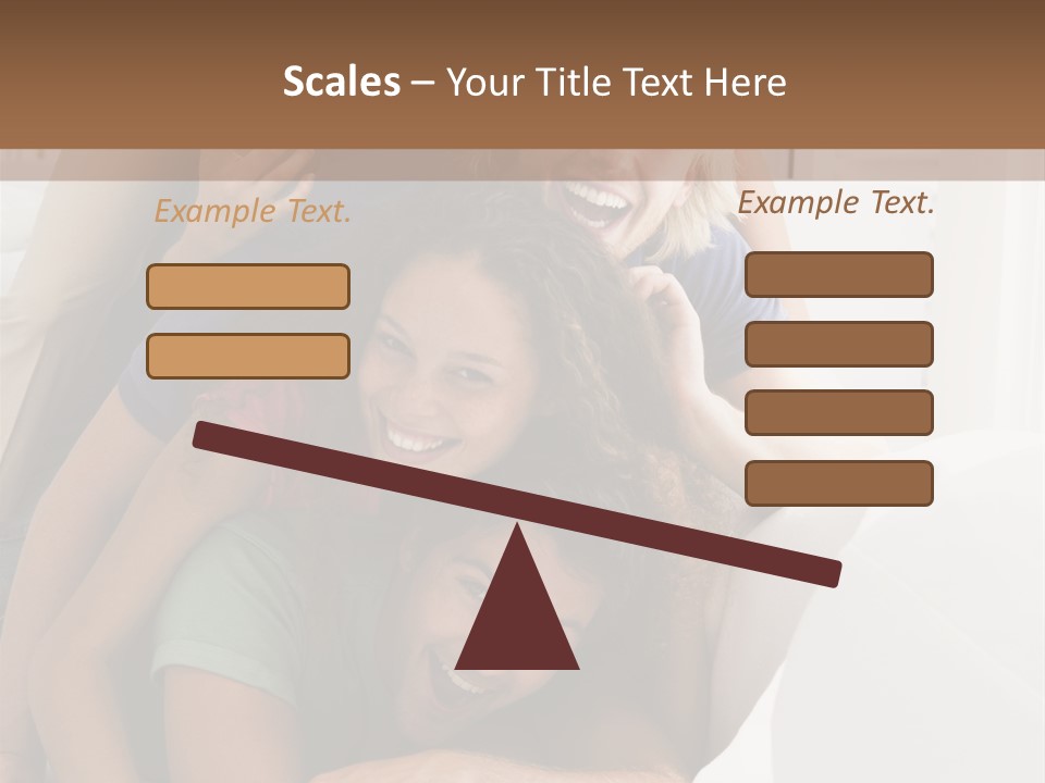 Five People In Living Room Piled Up Smiling PowerPoint Template