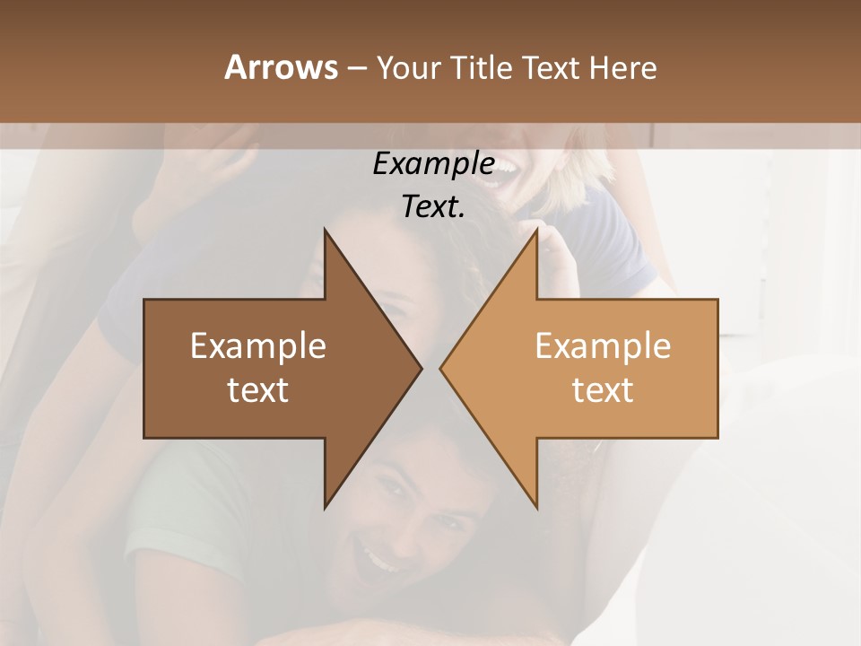 Five People In Living Room Piled Up Smiling PowerPoint Template