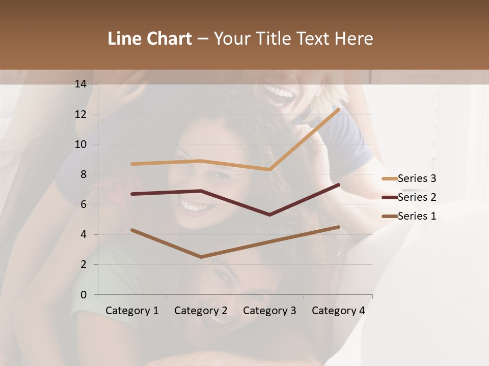 Five People In Living Room Piled Up Smiling PowerPoint Template