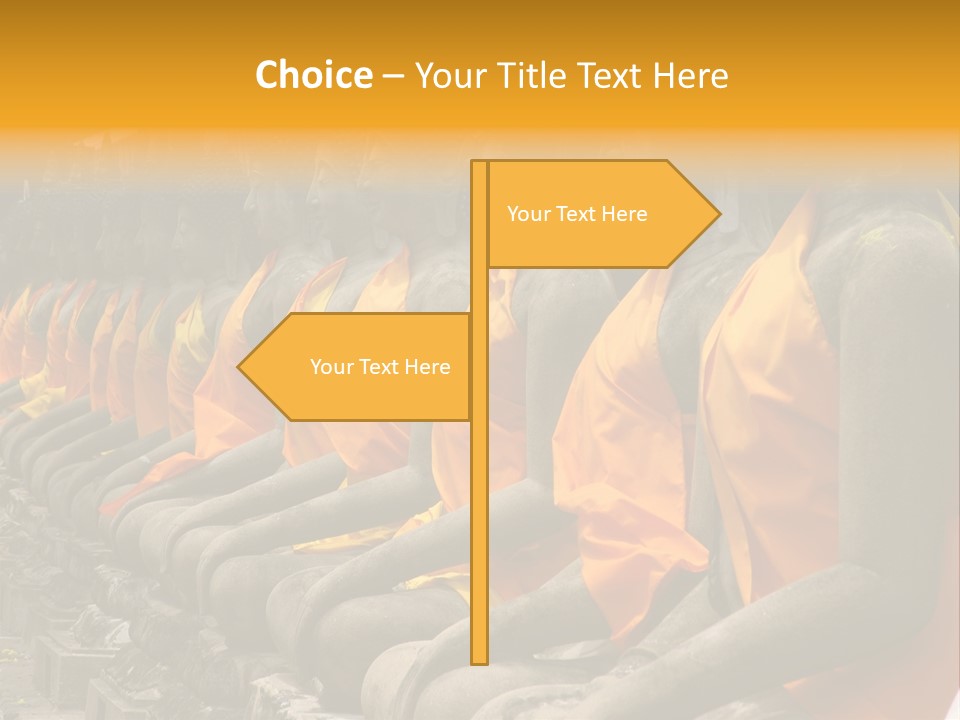 Aligned Statues Of Buddha PowerPoint Template