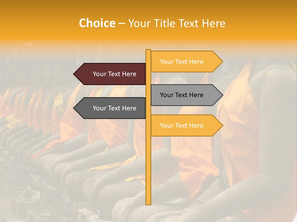 Aligned Statues Of Buddha PowerPoint Template