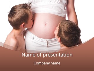 Pregnant Mom And Young Sons PowerPoint Template