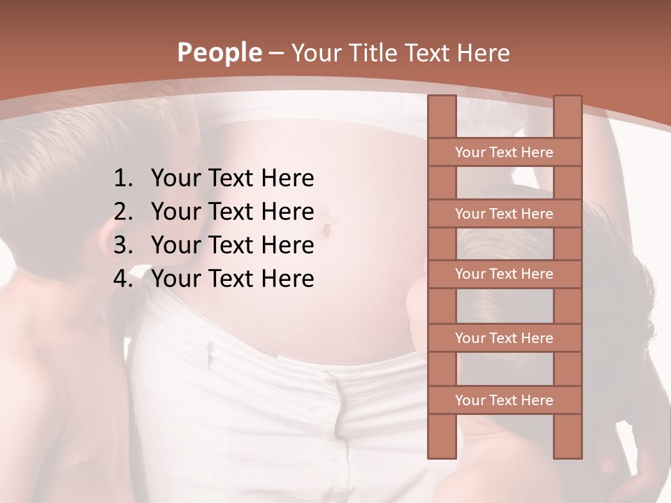 Pregnant Mom And Young Sons PowerPoint Template