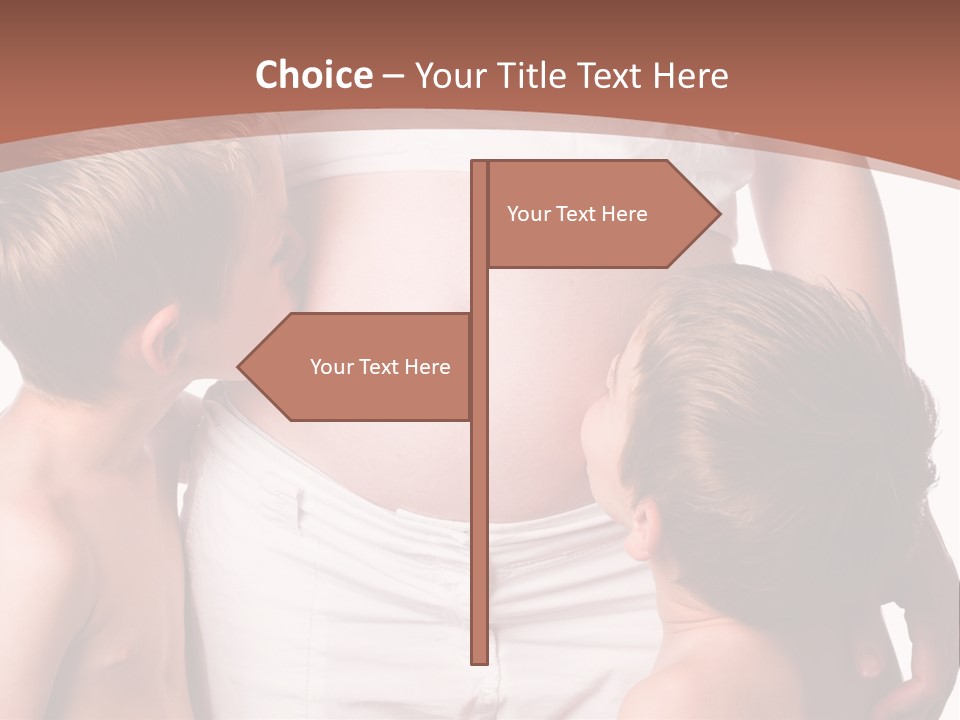 Pregnant Mom And Young Sons PowerPoint Template