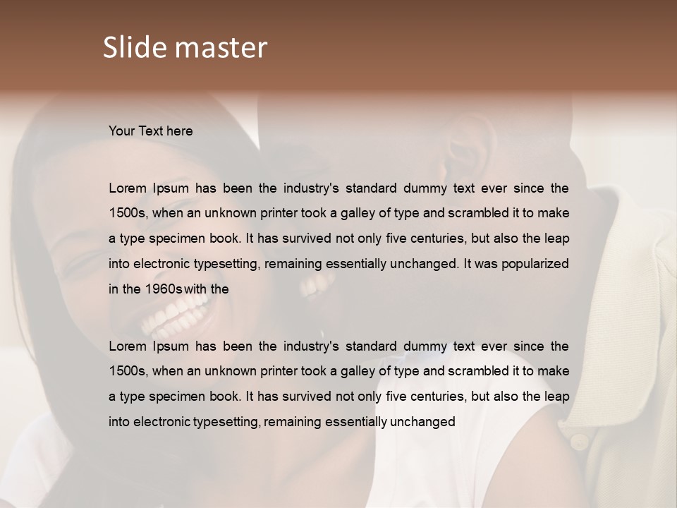 Couple In Living Room Smiling PowerPoint Template