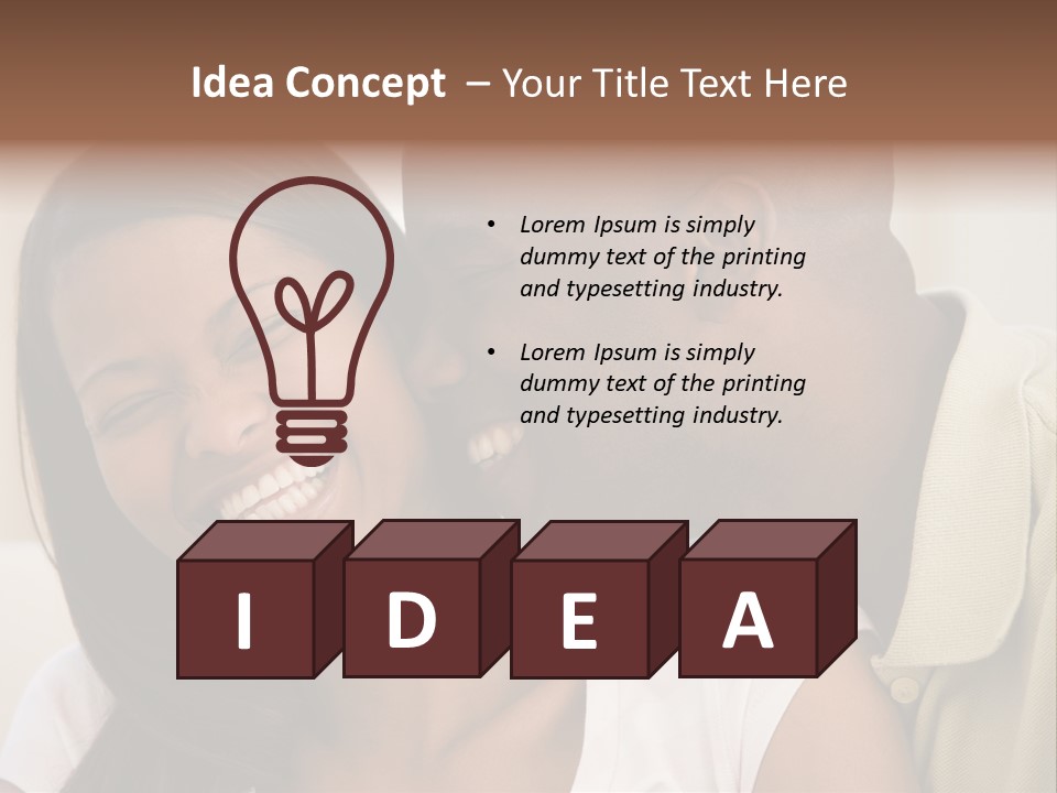 Couple In Living Room Smiling PowerPoint Template